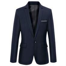 Saco Blazer Negro, Casual Hombre Moda, Confort Fit Premium - Azul Marino - Ver 1