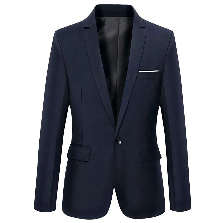 Saco Blazer Negro, Casual Hombre Moda, Confort Fit Premium - Azul Marino - Ver 1