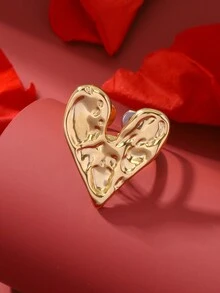 1入金色不銹鋼心形開放式戒指,獨特、創意、誇張設計,女士/女孩/女友禮物,附贈精美禮盒 - 金色 - 查看 6