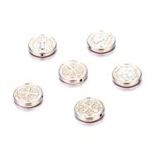 15 顆/包合金材質 Kc 金色圓珠,雙面雕刻聖本篤珠,diy 珠寶製作配件 - 金色 - 查看 2