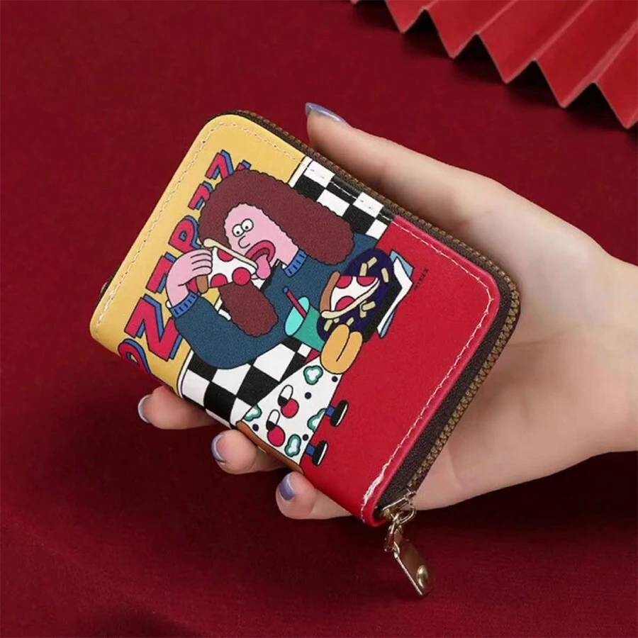 New Cartoon Card Holder Wallet For Men And Women With Multiple Card Slots And Coin Pocket, Large Capacity And Compact Size - Red - View 1