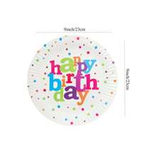 10pcs 9-Inch Birthday Alphabet Pattern Round Paper Plates, Rainbow Birthday Party Theme Paper Plates For Home Party Decoration - Multicolor - View 2