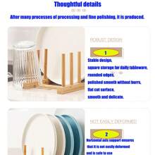 1pc Bamboo Anti-Bacterial & Anti-Mold Creative Draining Rack For Tableware, Bowls And Plates With Tea Display Stand, Kitchen Utensil Storage Organizer, Joint Draining Rack - Yellow - View 1