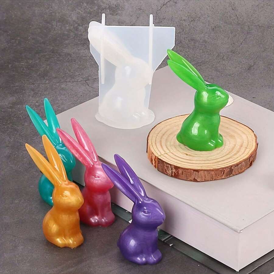 1入組復活節兔子矽膠模具,用於diy樹脂工藝、珠寶吊墜製作、液體矽膠模 - 白色 - 查看 1