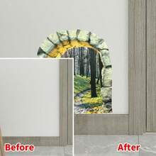 Calcomanía De Pared Removible Creativa Con Diseño De Cueva De Piedra En El Bosque Para La Decoración De Fondo De La Pared De La Sala De Estar - Verde - Ver 5