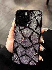 Apple Compatible With IPhone 16 Electroplated Geometric Gradient Bling Phone Case Compatible With IPhone 16 15 Pro Max 14 13 12 11 Pro Max Anti-Drop Soft Silicone Cover