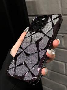 Apple Compatible With IPhone 16 Electroplated Geometric Gradient Bling Phone Case Compatible With IPhone 16 15 Pro Max 14 13 12 11 Pro Max Anti-Drop Soft Silicone Cover