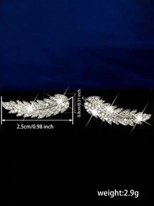 1 Pair Children Cubic Zirconia Fashion Feather Stud Earrings For Girls Gifts For Daily Decoration - Silver - View 5