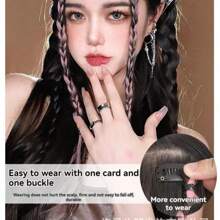 女性髮片辮子高馬尾髮型。甜美又酷的漸層天然扭曲髮辮配件。拳擊辮髮片 - 粉色 - 查看 8