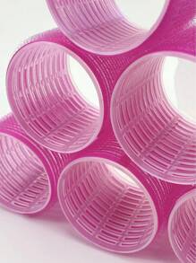 3.5/4.5/6公分直徑,30件套（18個自黏式捲髮器,12枝髮夾）,適用於自製髮型自緊式捲髮器套裝,美髮沙龍級別自製髮型捲髮器,不需加熱的捲髮器套裝 - 粉色 - 查看 9