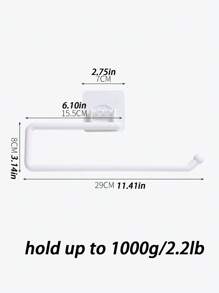 1pc Kitchen Roll Paper Holder, Wall Mounted Cabinet Storage Rack For Cling Film And Cloth, Suitable For Bathroom/Kitchen/Household Storage Organizer - White - View 2