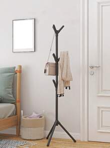 1pc Minimalist Standing Clothes & Hat Rack With Single Pole For Bedroom - Black - View 1
