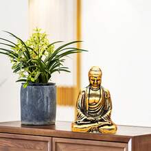 1 Máy Tính Mini Handmade Bằng Đồng Chắc Chắn Phật Thích Ca Điêu Khắc Quà Tặng Sáng Tạo Trang Trí Hình Tượng - Vàng - Xem 5