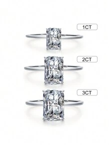 1 Miếng Thực tế 925 sterling bạc Thời trang Chói sáng 3Ct Khối Zirconia  Ngón tay Nhẫn Đối với phụ nữ Cổ điển Lễ cưới Tuyên bố Đồ trang sức Hôn ước Trang sức cô dâu - 3CT - Xem 1