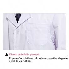 Bata blanca de algodón poliéster para mujer, ropa de trabajo de farmacia de manga larga, ropa de trabajo de fábrica de alimentos, ropa de médico y enfermera de laboratorio - Blanco - Ver 7