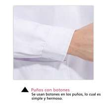 Bata blanca de algodón poliéster para mujer, ropa de trabajo de farmacia de manga larga, ropa de trabajo de fábrica de alimentos, ropa de médico y enfermera de laboratorio - Blanco - Ver 8