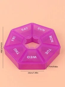 1pc Portable 7-Day Travel Pill Box, Mini Size Pill Case For Medication And Vitamin Organization - Purple - View 2