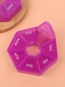 1pc Portable 7-Day Travel Pill Box, Mini Size Pill Case For Medication And Vitamin Organization - Purple - View 4