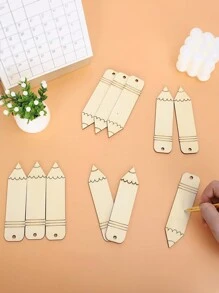 Juego de 26 marcapáginas de lápiz de madera con cuerda de cáñamo - Decoración de recuerdos escolares y de fiesta con respaldo de corcho - Beis - Ver 4