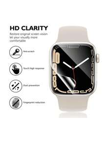 1pc Hollow Out Watch Case + 3pcs Water Absorbent Film Set Suitable For 38/40/41/42/44/45/49mm Apple Watch Ultra/Se/8/7/6/5/4/3/2/1 - White - View 6