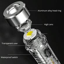 1入組現代風格小型多功能手電筒,夜燈、紅/藍閃光、快速充電、強光,適用於室內外使用（4種顏色可選） - 綠色 - 查看 4