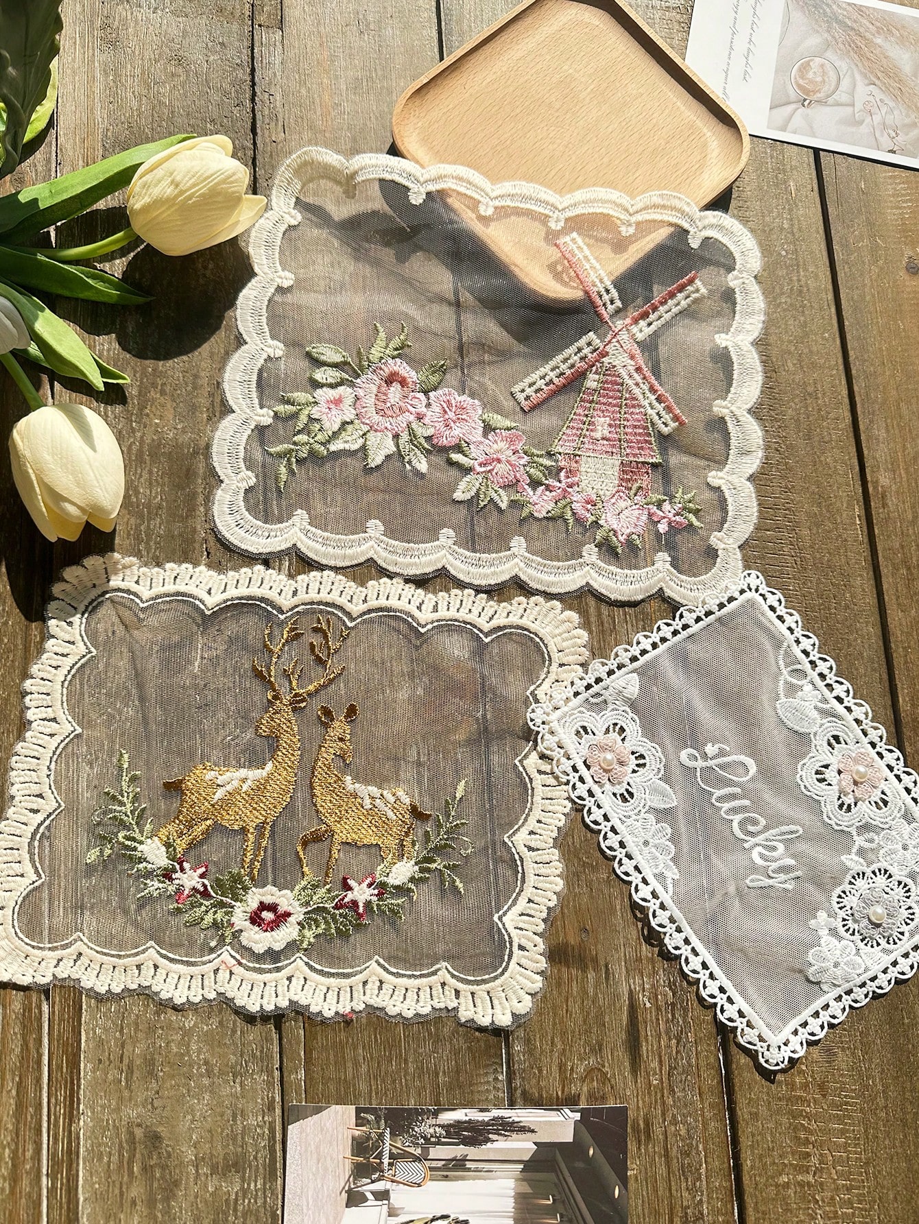 1pc خمر حدود الدانتيل الحدود مطرزة / وضع وسادة / وسادة / كوستر / طاولة حصيرة / أريكة الديكور الحرف اليدوية