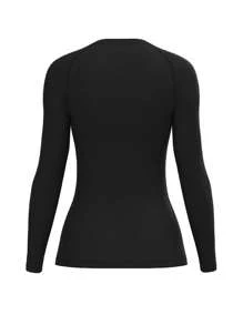 Solid Color Compressed Outdoor Fitness Round Neck Long Sleeve Sports T-Shirt, Summer