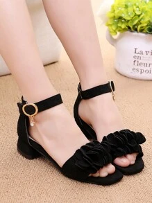 Kids' Black High Heel Sandals For Girls, Spring/Summer New Design, Thick Heel, Youth/Young Children Size, Performance Shoes - Black - View 5