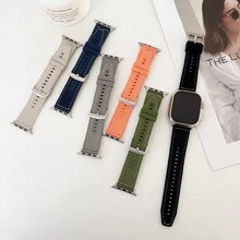 1入硅膠-尼龍凝膠手錶帶,適用於38/40/41/42/44/45/49mm蘋果手錶系列ultra/se/8/7/6/5/4/3/2/1 - 軍綠色 - 查看 2