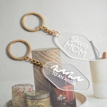 1pc Creative Acrylic Rhombus Letter Nameplate Keychain, Mother's Day Gift - Letter - View 2