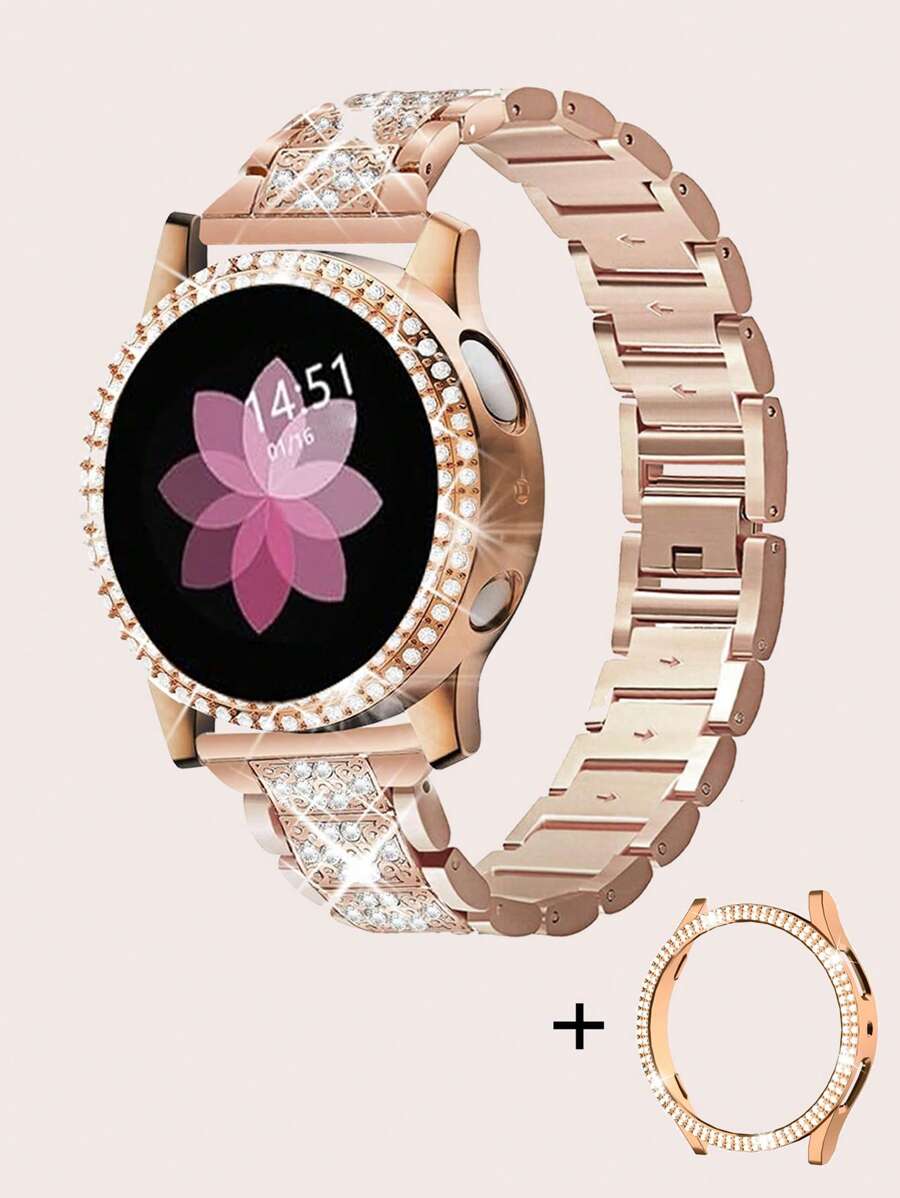 2pcs/Set Stainless Steel Rose Gold Samsung Watch Band And Double