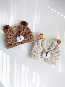 1 Miếng Gấu Hoạt hình Dệt kim Tai Sự bảo vệ Mũ Đối với Trẻ em , Mùa thu Và Mùa Đông , Em bé Trẻ sơ sinh Mũ Beanies Mũ lưỡi trai - Cà phê nâu - Xem 1