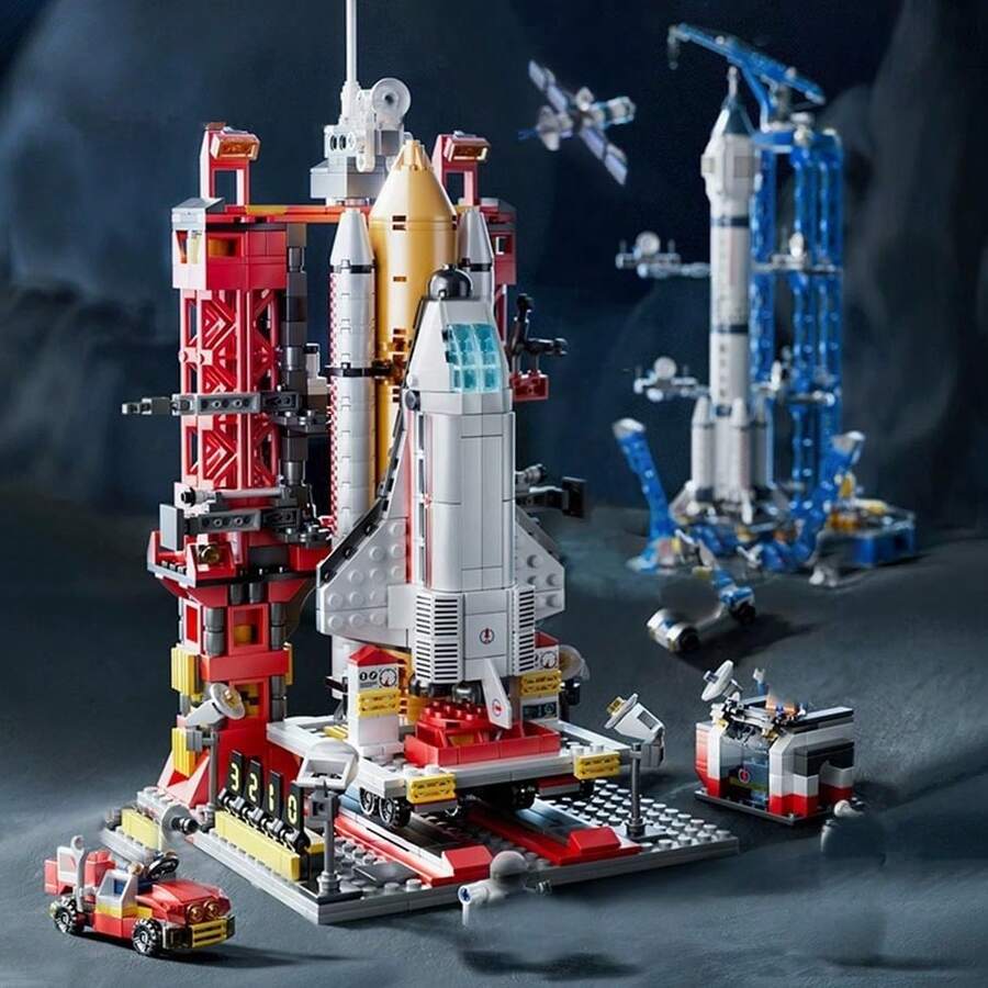 一套diy飛機積木玩具套裝,包括飛機積木、太空梭和火箭拼圖,太空人航天站積木套裝,創意家居裝飾diy玩具和教育玩具,適合在新年、開學、春節和生日等節日送給親朋好友的完美禮物 - 彩色 - 查看 1