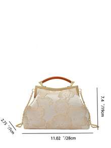 1個女士復古金色刺繡晚禮服包,旗袍風格手提包,適用於宴會、婚禮、舞會、手拿包或斜挎包,具有優雅的刺繡裝飾 - 金色 - 查看 6