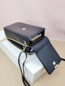 New Messenger's Wallet Fashion Embroidery Soft Double Zipper Multi-Function Large Capacity Mobile Phone Bag, Sweet Cute Exquisite Women's Young Student Messenger Bag, Suitable For Shopping Dating Gift - Black - View 3