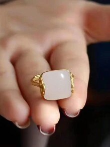 1枚復古優雅的無名指古典如意仿和田玉戒指 - 單戒 - 查看 11