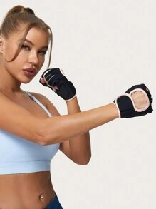 1 Pair Unisex Half Finger Fitness Gloves, Anti-Slip Breathable Cycling Gloves, Weight Lifting Shock Absorbing Sports Gloves, Christmas