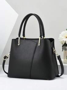 PLANEE 女士挎包 商务休闲简约纯色大容量 适合聚会 适合商务/通勤/工作/办公室 适合女性、新手和白领工作者 办公包 - 黑色 - 查看 5