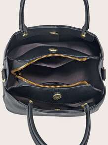 PLANEE 女士挎包 商务休闲简约纯色大容量 适合聚会 适合商务/通勤/工作/办公室 适合女性、新手和白领工作者 办公包 - 黑色 - 查看 3