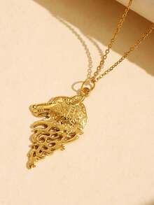 1pc Fashionable Creative Stainless Steel Wolf Head Pendant Necklace For Men's Jewelry - A - View 15