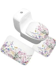 1入組植物、花朵和蝴蝶圖案數位印花淋浴窗簾或地墊 - 多重色 - 查看 5