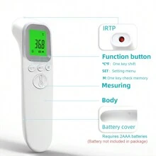 1 Pc Thermometer For Multiple Uses | For Adults And Baby, Thermometer For Fever With 1 Seconds Fast Reading | High Temperature Warning | 32 Sets Memory | Non-Contact |