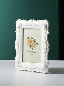 Rose Relief Photo Frame, White Plastic Poster Display Frame For Home Decor Gifts Birthday Graduation