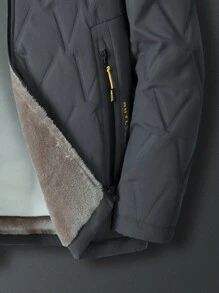 Men's Zipper Front Plush Lined Hooded Coat For Warmth - Grey - View 5