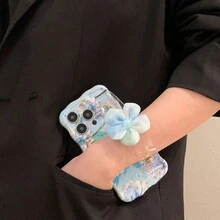 DIY藍色油畫花卉手繩斜跨手機殼,配有肩帶,適用於iPhone 15 14 13 12 11 Pro Max,保護套 - 斜跨手機殼 - 查看 6