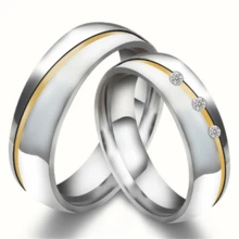 1個時尚豪華的微鑲訂婚結婚戒指,情侶戒指,周年紀念珠寶禮物男女戒指 - 男戒 - 查看 2