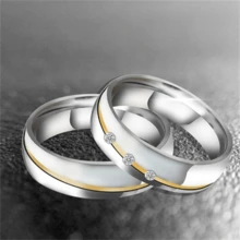 1個時尚豪華的微鑲訂婚結婚戒指,情侶戒指,周年紀念珠寶禮物男女戒指 - 男戒 - 查看 1