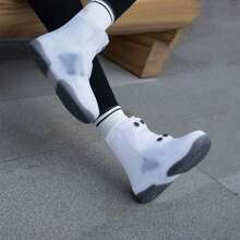 1套兩色鞋套，防水防滑鞋套帶按鈕，白色耐用鞋套，野營用品 - 白色 - 查看 4