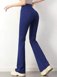 3pcs/Set Women High Waist Slimming Yoga Pants With Pockets, Fitness Bootcut Casual Workout Leggings - Multicolor - View 2