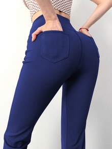 3pcs/Set Women High Waist Slimming Yoga Pants With Pockets, Fitness Bootcut Casual Workout Leggings - Multicolor - View 5